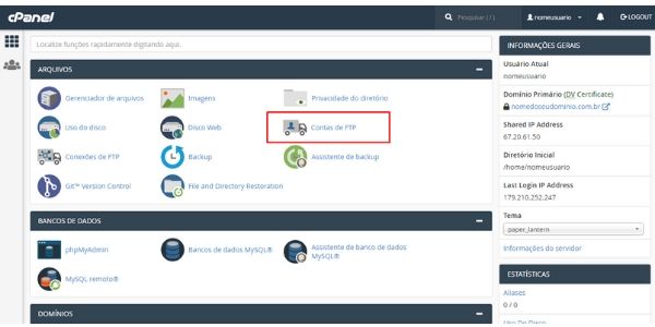 conta ftp - como criar conta de ftp no cpanel