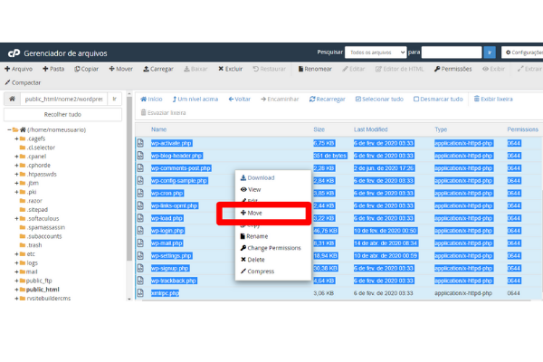 clique na pasta wordpress para extrair os arquivos 2