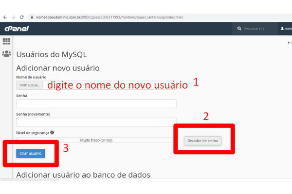 criar novo banco de dadosno cpanel 4