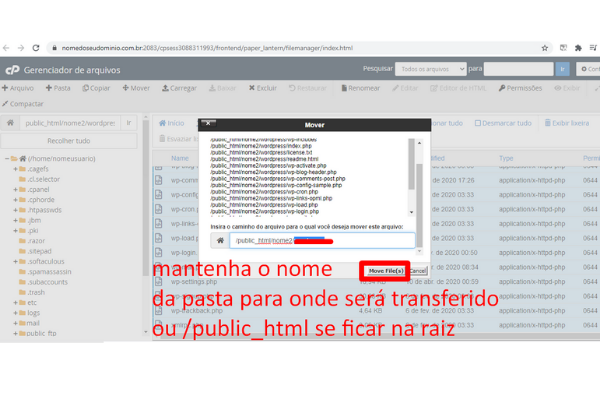 movendo os arquivos extraido do worpress para a pasta desejada